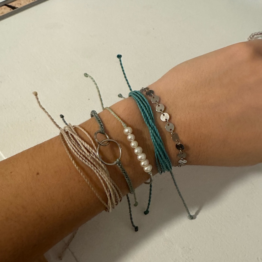 Pura Vida Teal and Silver Bracelet Set